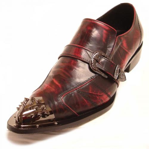 Fiesso Burgundy Genuine Leather Loafer Shoes With Metal Tip FI6829